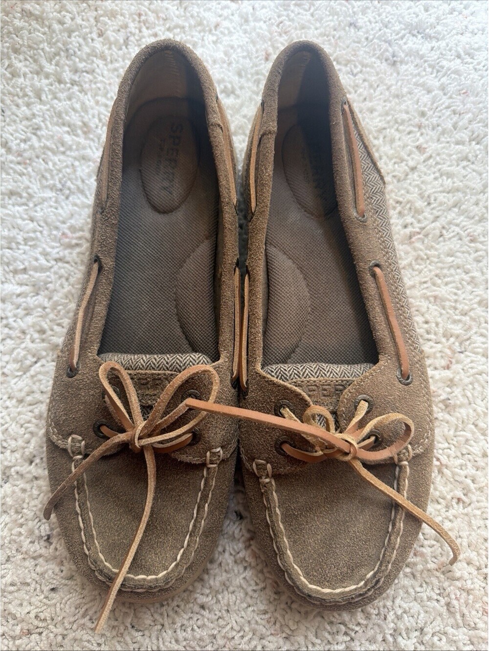 Sperry Womens Top Sider 61510 Brown Leather Flats Boat Shoes Lace up Size 8M